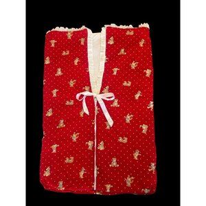 Handmade 80s Baby Bunting Bag 24x16 Red Teddy Print Baby Shower Gift Photo Prop